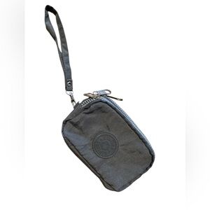 Kipling Charcoal Gray Wristlet Pouch with Strap in like new condition